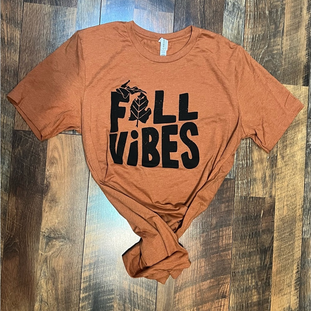 Fall Vibes Graphic Tee Shirt - Orange